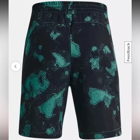 NWT New UNDER ARMOUR Black Teal Project Rock Woven Athletic Shorts Boys L - Picture 2 of 5
